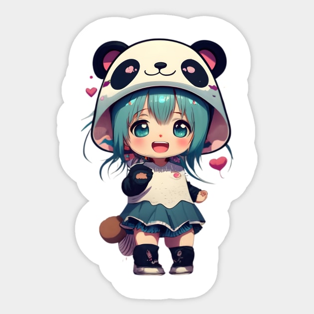 Anime Girl with Panda Hat Sticker by culturageek